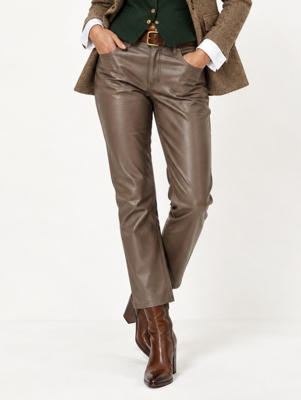 GAP Faux Leather Chocolate Brown Jean Pants Vintage Slim High Rise NWT
